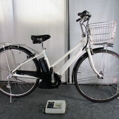 C594★整備済み　中古電動自転車　YAMAHA　PAS　CITY　ホワイト　8段変速　8.9Ah　バッテリー新品同様付き★【27インチ】