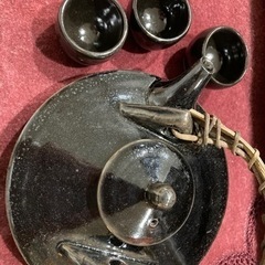 【値下げ】御陶器　黒じょか・酒器（3つ）セットの画像