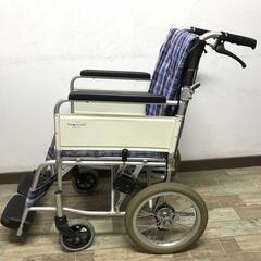🔷🔶🔷KYS3/56 Heartwell 折り畳み車椅子 ハートウェル 車椅子 チェック 介護 介助 福祉 ハンドル 折り曲げ式 ノーパンクタイヤ 介護用品🔷🔶🔷の画像