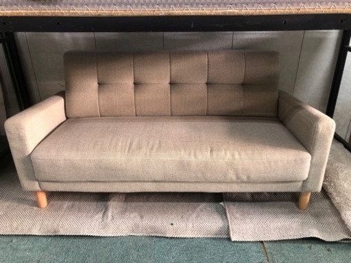 【リサイクルサービス八光】幅140㎝　2人掛けワイドシンプルソファー　ベージュ