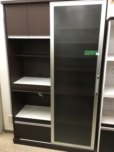 モダンインテリア レンジボード キッチンボード 食器棚 カップボード スライド扉 ブラウン系 モイス加工 おしゃれ 収納家具 スライド式食器棚 ミストガラス 北欧 モダン 人気 クリーニング済 堺市 石津【ジャングルジャングルサカイ石津店】 モダンインテリア レンジボード キッチンボード 食器棚 売れ筋 カップ