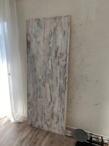テーブル天板　レトロ　ホワイト　ヴィンテージ　DIY ペンキ塗装