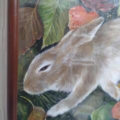 油絵◇眠りの兎◇インテリア絵画・油彩画
