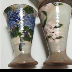四季花手書きワイングラス陶器製5客セットです ワインにの画像