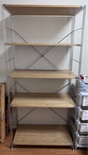 無印良品　オーク材スチール棚　　美品