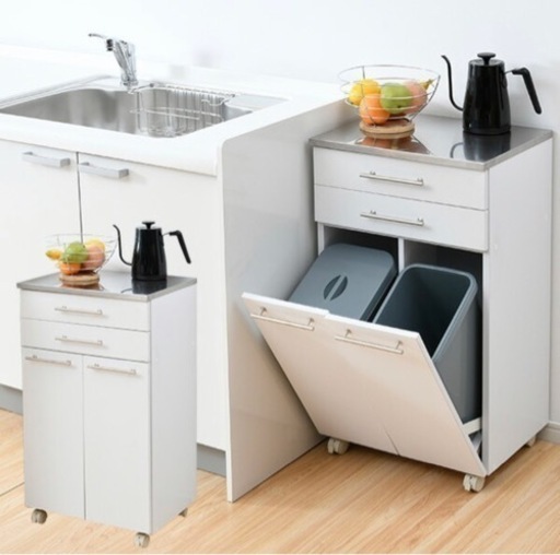 【未開封！新品未使用】キャスター付き 14リットル レンジ台 ダストキッチンカウンター