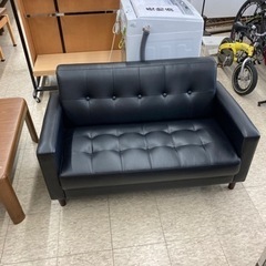 2人掛けソファー ブラック レザー ※166600