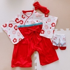 袴ロンパース70㎝☆靴下とリボン付き