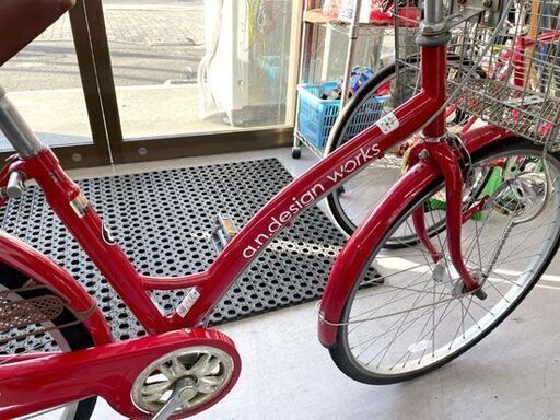 26インチ 自転車 6段変速 荷台付き a.n.design works 赤 レッド ママチャリ 札幌市手稲区