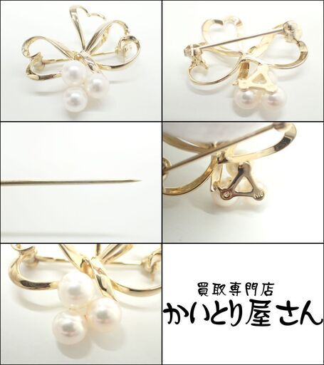 E679 ミキモト K18 真珠 パール ブローチ 4.6g