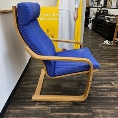 【‼️半額セール‼️】【中古品】IKEA イケア パーソナルチェア 椅子 イス いす POANG ポエング ブルー 木製フレーム 家具 アームチェアの画像