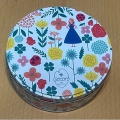 お菓子の缶 丸空き缶 花柄 ココロの画像