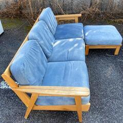 ［引取限定］ベイフロー　3人掛けデニムソファー 引取限定］ベイフロー 3人掛けデニムソファー 引取限定］ベイフロー 3