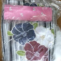 レディース浴衣(Lサイズ)下駄とカゴ巾着のセットの画像