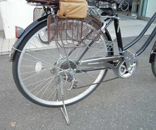 26インチ 自転車 チャイルドシート付 6段切替 ブラック AGENDA カゴ付き ママチャリ ☆ 札幌市 北区 屯田 
