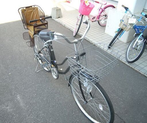 26インチ 自転車 チャイルドシート付 6段切替 ブラック AGENDA カゴ付き ママチャリ ☆ 札幌市 北区 屯田 