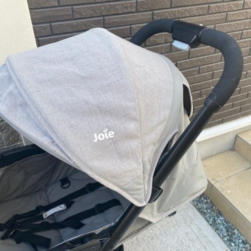 ジョイー　2人乗りベビーカー　グレーフランネル　レインカバー付き