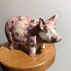 うさぎ、熊、ぶた陶器置物の画像