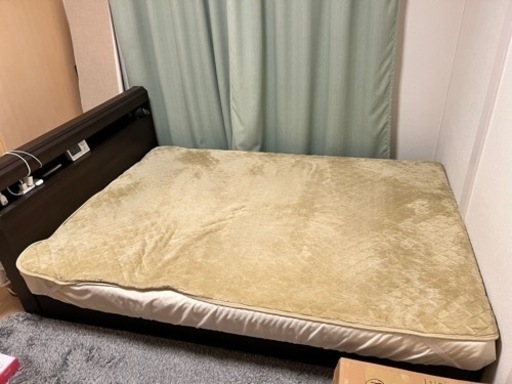 ダブルベッド 収納付き マットレス付き