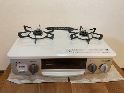 【美品2022年製・1ヶ月のみ使用】2口ガスコンロ　リンナイ