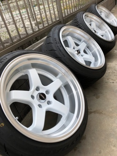 4本セット☆美品☆走行少☆18インチ 10.5J＋15 CLEAVE RACING FL53☆235/40R18 シバタイヤ☆KENDA KR20☆PCD114.3