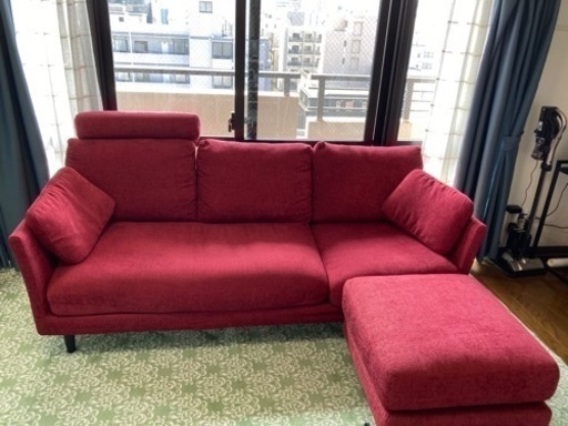 ソファ　3人掛け　オットマン付き