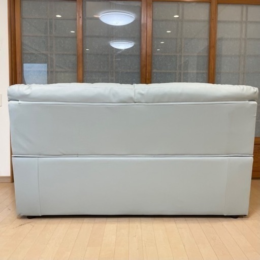 【超美品‼️】関家具 160cm幅2人掛けソファ ソフトレザー製グレー♪
