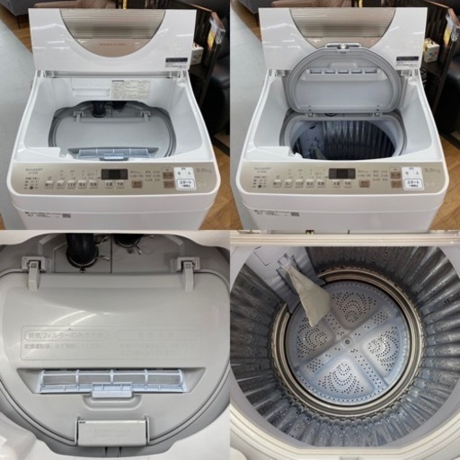 I581 ? 2021年製の美品♪ SHARP 洗濯乾燥機 （洗濯5.5㎏ 乾燥3.5㎏） ⭐ 動作確認済 ⭐ クリーニング済