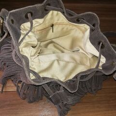 本革スェード＊コーヒーブラウン＊フリンジショルダーバッグ＊の画像