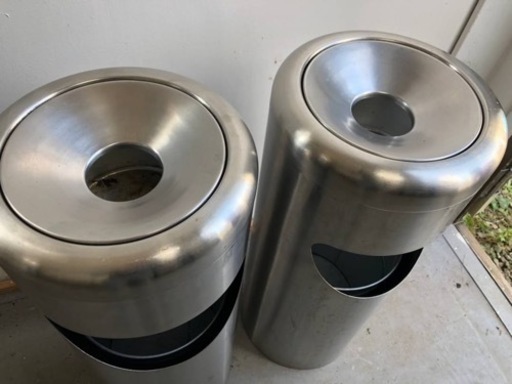 灰皿スタンド　ゴミ箱　屋外用　屋内用　ステンレス　大容量　中古品　タバコ　煙草