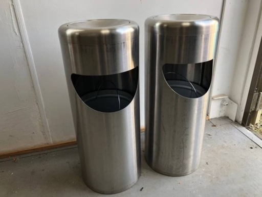 灰皿スタンド　ゴミ箱　屋外用　屋内用　ステンレス　大容量　中古品　タバコ　煙草