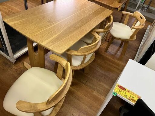 【リサイクルショップスターズ城西店】不二貿易　ダイニングテーブル　椅子4脚セット　ブラウン　中古品 ⑥ リサイクルショップスターズ城西店 ダイニングテーブルセット 椅子4