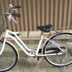 自転車 白（一部クリーム色） 26インチ