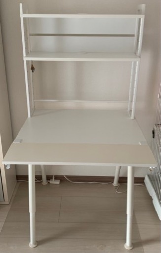 【美品 IKEA GALANT】デスク/2段棚付き/拡張デスク/高さ調節/ケーブル穴