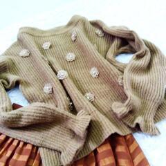 GU / XL プルオーバーニット　花びら　モチーフ　ブラウン　可愛め　綺麗の画像