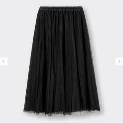 GU　チュールレースフレアロングスカートZ+E　ブラックの画像