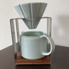 コーヒードリッパー・サーバー・白　（磁器・ステンレス・木の組み合...