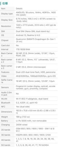 新品未開封 リアルミー Realme GT Neo 5 5G 240W 1TB ブラック (16GB RAM)