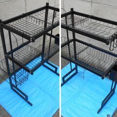 【配送出来ます】新品 水切りラック 2段 自動排水 食器収納ボックス 食器かご シンク横（近くなら配送も可能です。宅配もお問合せ下さい）の画像