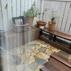 ウッドデッキ　ベンチの画像