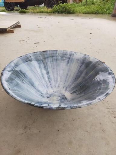 大きめの睡蓮鉢 メダカ、ビオトープ 金魚門司雅秀作