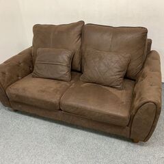 RELAXFORM/リラックスフォーム レザーテックス 2Pソファ ヘンリー 2人掛け クッション2個 関家具 リビング 中古 店頭引取歓迎 R7023)