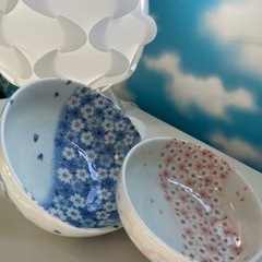 NO.072🌈粉引友禅レンジパック  小鉢　煮物、漬物に　2個セット　M.Lの画像