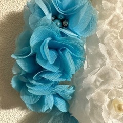【90〜100】花びらチュールドレス　水色の画像