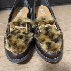ヒョウ柄ファー付きローファー風パンプス 値下げ交渉OK♡