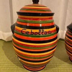 【未使用】②グラナダ スペイン陶器 タマネギ保存ポット 