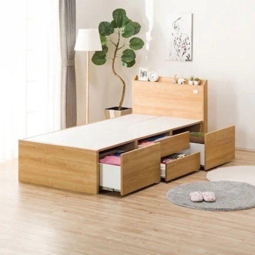 【-4/9 解体済み説明書付】ニトリ 収納付き シングルベッドフレーム