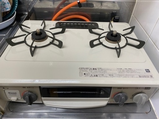【2年使用】プロパン用ガスコンロ 2口 グリル付き rinnai