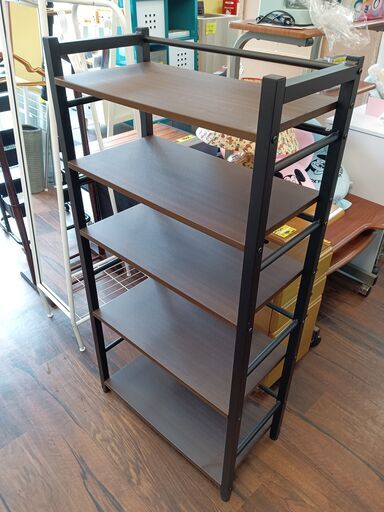 アイアンウッド調　５段シェルフ　サイズ（約）幅６０×奥２９.５×高１２０　　■近隣配送無料 買取GO‼　栄和店