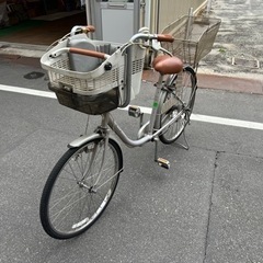 自転車　子供乗せ　前カゴ付き　ブリヂストン
